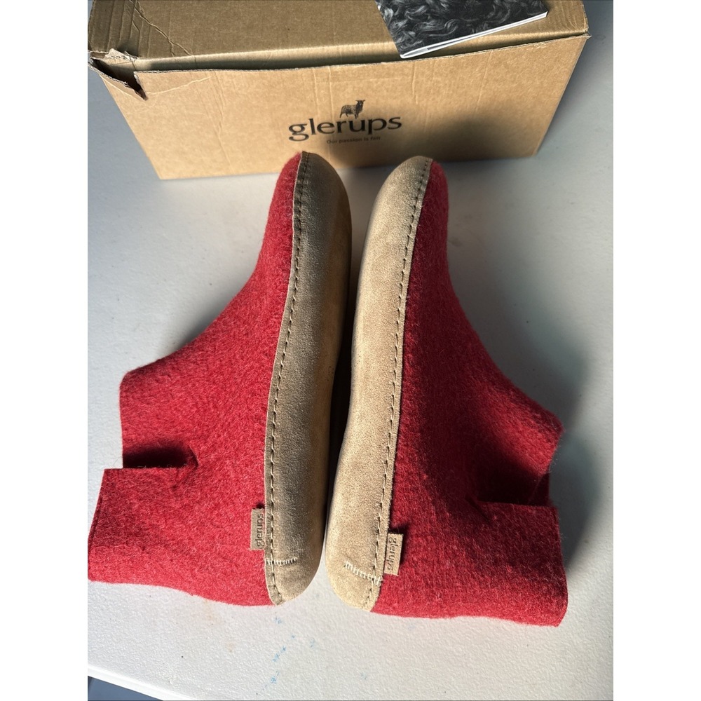 Glerups Felted Wool Ankle Boots w/Rubber Soles Sz EU 45 US 11 Cranberry DENMARK - Picture 3 of 7